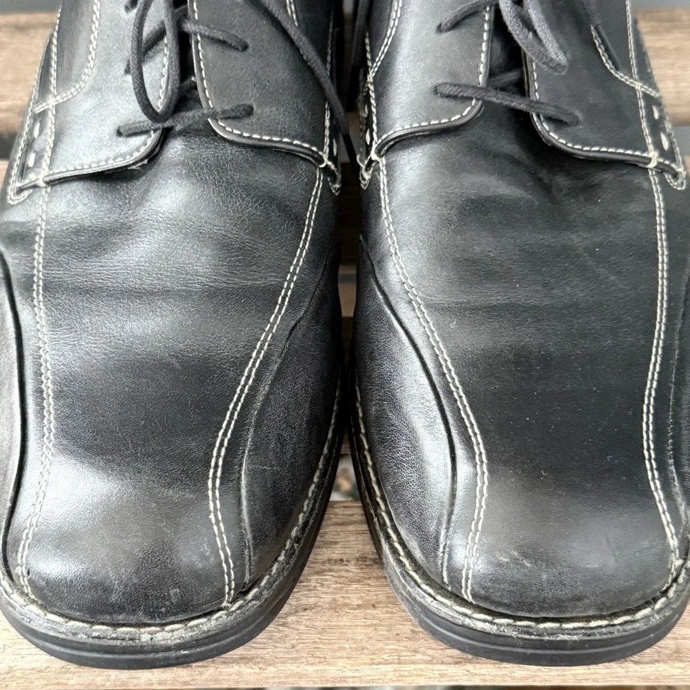 Johnston & Murphy Shuler Bicycle Oxford Shoes 11.5 Black Sheepskin‎ Leather A33